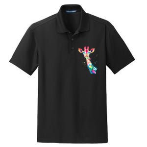 Bright Watercolor Giraffe Art Gift Design Dry Zone Grid Polo