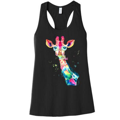 Bright Watercolor Giraffe Art Gift Design Women's Racerback Tank