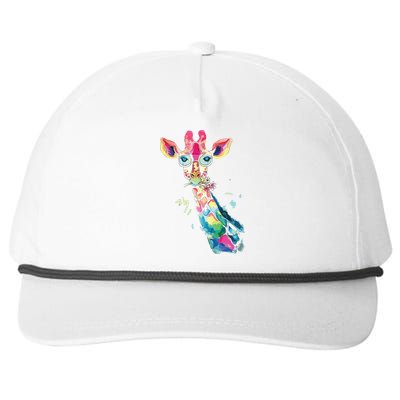 Bright Watercolor Giraffe Art Gift Design Snapback Five-Panel Rope Hat