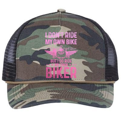 Biker Wife Girl I Ride My Own Biker Funny Motorcycle Retro Rope Trucker Hat Cap