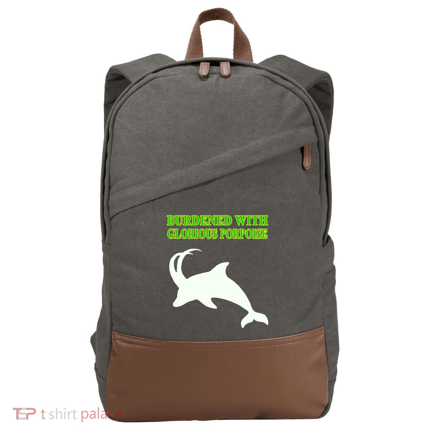 Burdened With Glorious Porpoise Cotton Canvas Backpack