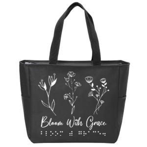 Bloom With Grace Braille Teacher Blindness Proud VI Teacher Zip Tote Bag