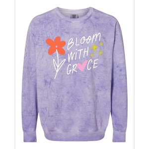 Bloom With Grace Summer Quote Colorblast Crewneck Sweatshirt