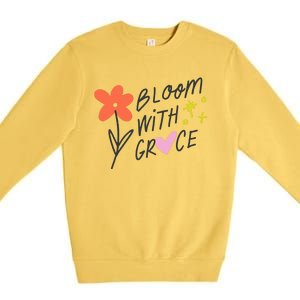 Bloom With Grace Summer Quote Premium Crewneck Sweatshirt