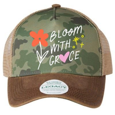 Bloom With Grace Summer Quote Legacy Tie Dye Trucker Hat