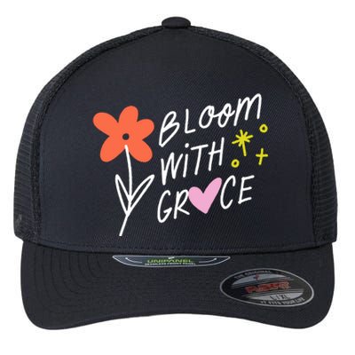 Bloom With Grace Summer Quote Flexfit Unipanel Trucker Cap