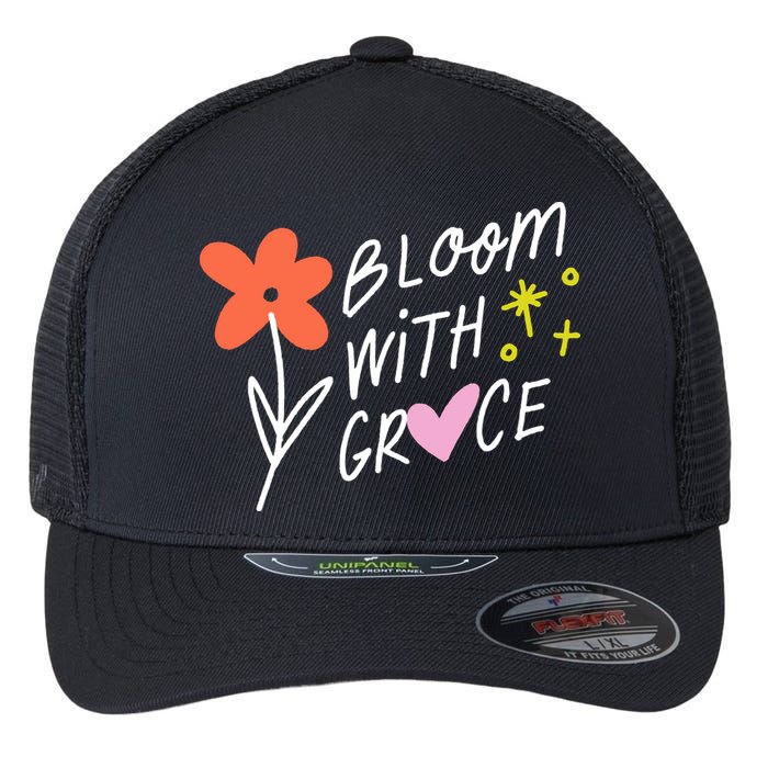 Bloom With Grace Summer Quote Flexfit Unipanel Trucker Cap
