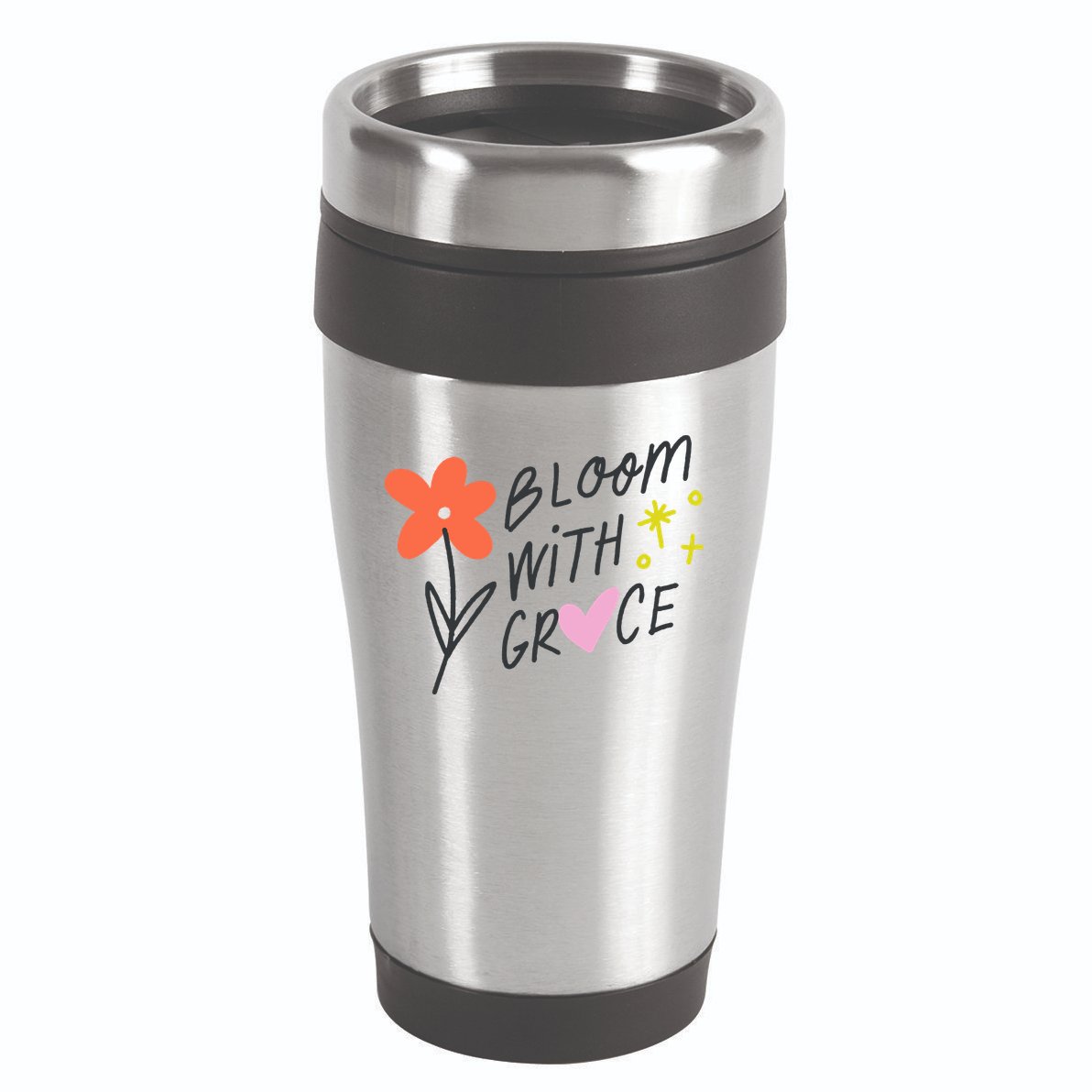 Bloom With Grace Summer Quote 16oz Travel Tumbler
