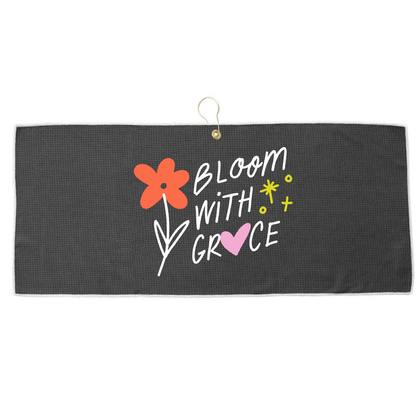 Bloom With Grace Summer Quote Large Microfiber Waffle Golf Towel