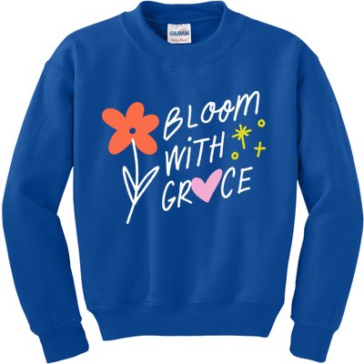 Bloom With Grace Summer Quote Kids Sweatshirt