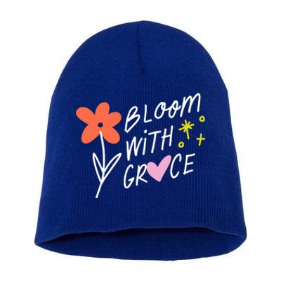 Bloom With Grace Summer Quote Short Acrylic Beanie