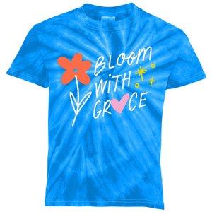 Bloom With Grace Summer Quote Kids Tie-Dye T-Shirt