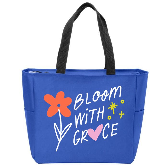 Bloom With Grace Summer Quote Zip Tote Bag
