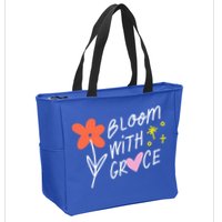 Bloom With Grace Summer Quote Zip Tote Bag