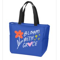 Bloom With Grace Summer Quote Zip Tote Bag