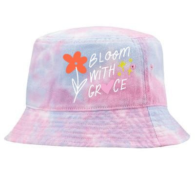 Bloom With Grace Summer Quote Tie-Dyed Bucket Hat