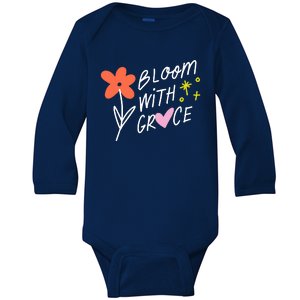 Bloom With Grace Summer Quote Baby Long Sleeve Bodysuit