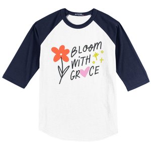 Bloom With Grace Summer Quote Baseball Sleeve Shirt