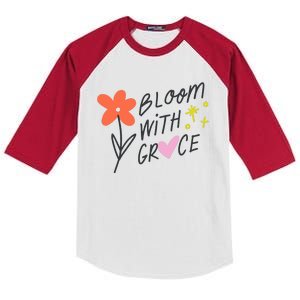 Bloom With Grace Summer Quote Kids Colorblock Raglan Jersey