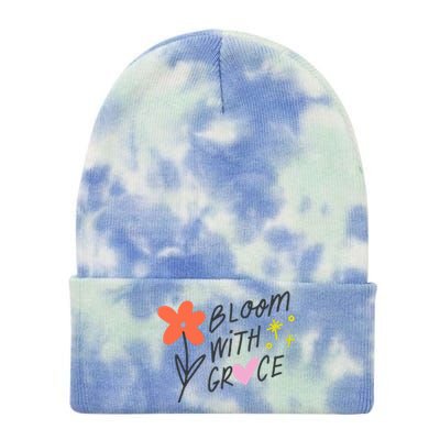 Bloom With Grace Summer Quote Tie Dye 12in Knit Beanie