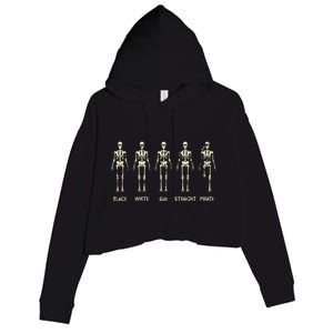 Black White Gay Straight Pirate Skeleton Human Right Crop Fleece Hoodie