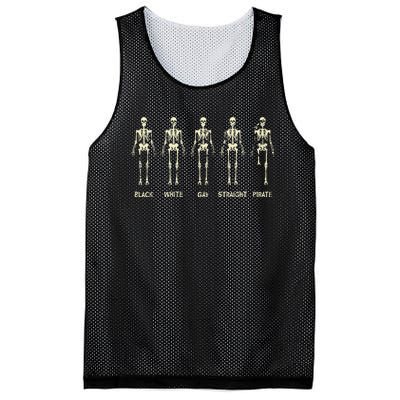 Black White Gay Straight Pirate Skeleton Human Right Mesh Reversible Basketball Jersey Tank