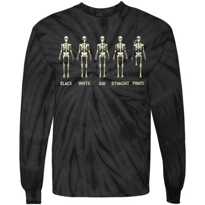 Black White Gay Straight Pirate Skeleton Human Right Tie-Dye Long Sleeve Shirt