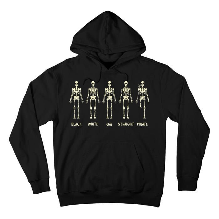 Black White Gay Straight Pirate Skeleton Human Right Tall Hoodie