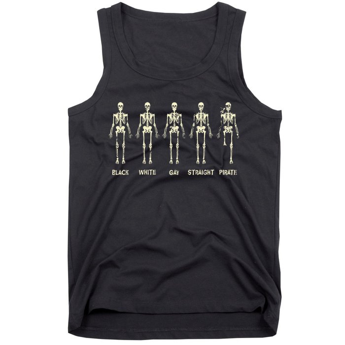 Black White Gay Straight Pirate Skeleton Human Right Tank Top