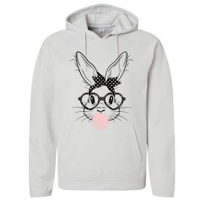 Bunny With Glasses Bubble Gum happy Easter Day Performance Fleece Hoodie