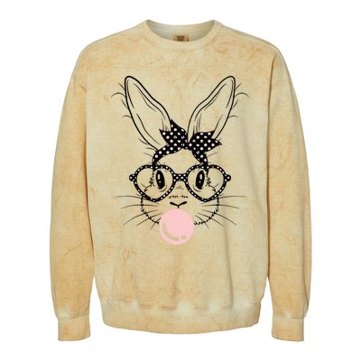 Bunny With Glasses Bubble Gum happy Easter Day Colorblast Crewneck Sweatshirt