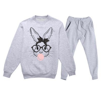 Bunny With Glasses Bubble Gum happy Easter Day Premium Crewneck Sweatsuit Set