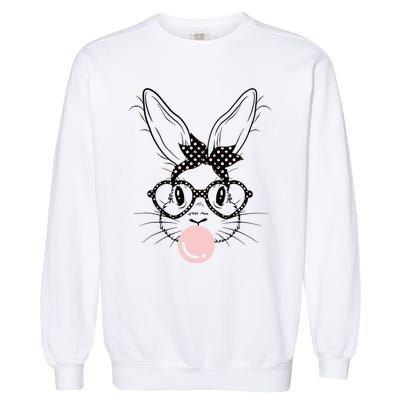 Bunny With Glasses Bubble Gum happy Easter Day Garment-Dyed Sweatshirt