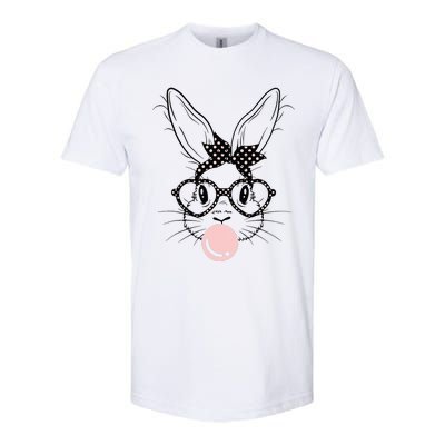 Bunny With Glasses Bubble Gum happy Easter Day Softstyle® CVC T-Shirt