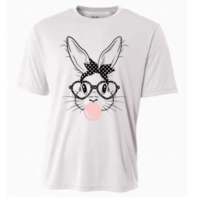 Bunny With Glasses Bubble Gum happy Easter Day Cooling Performance Crew T-Shirt