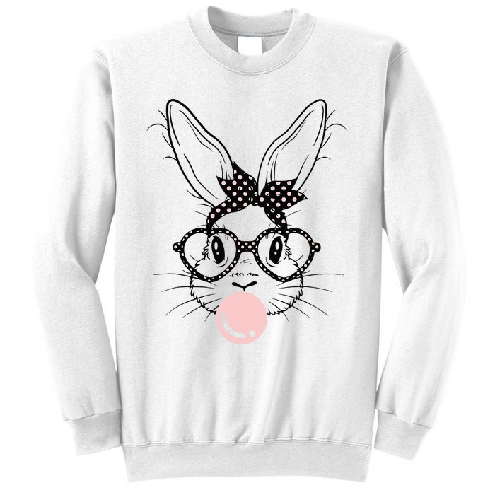 Bunny With Glasses Bubble Gum happy Easter Day Sweatshirt