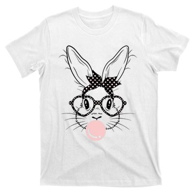 Bunny With Glasses Bubble Gum happy Easter Day T-Shirt