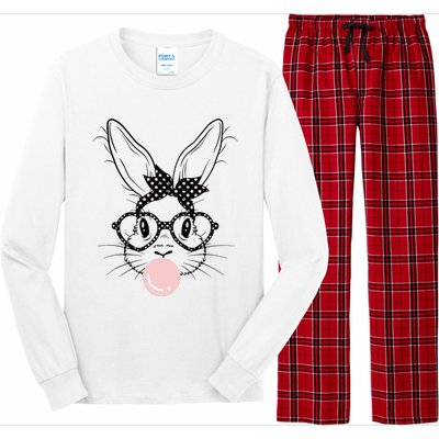 Bunny With Glasses Bubble Gum happy Easter Day Long Sleeve Pajama Set