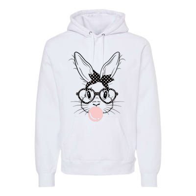 Bunny With Glasses Bubble Gum happy Easter Day Premium Hoodie