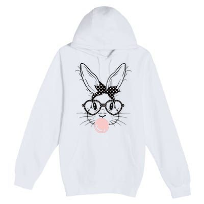 Bunny With Glasses Bubble Gum happy Easter Day Premium Pullover Hoodie