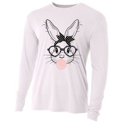 Bunny With Glasses Bubble Gum happy Easter Day Cooling Performance Long Sleeve Crew