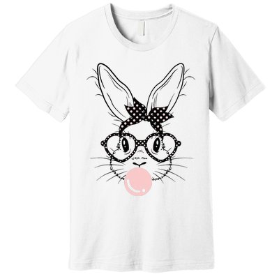 Bunny With Glasses Bubble Gum happy Easter Day Premium T-Shirt