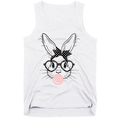 Bunny With Glasses Bubble Gum happy Easter Day Tank Top