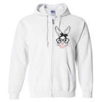 Bunny With Glasses Bubble Gum happy Easter Day Full Zip Hoodie