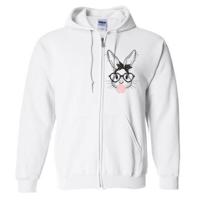 Bunny With Glasses Bubble Gum happy Easter Day Full Zip Hoodie