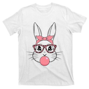 Bunny With Glasses Bubble Gum happy Easter Day T-Shirt