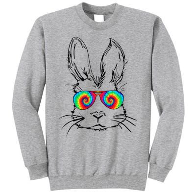 Bunny With Glasses Bubble Gum tie dye Easter Day Tall Sweatshirt