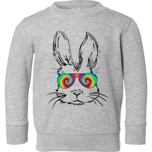 Bunny With Glasses Bubble Gum tie dye Easter Day Toddler Sweatshirt