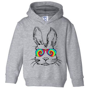 Bunny With Glasses Bubble Gum tie dye Easter Day Toddler Hoodie