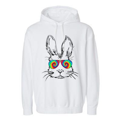 Bunny With Glasses Bubble Gum tie dye Easter Day Garment-Dyed Fleece Hoodie